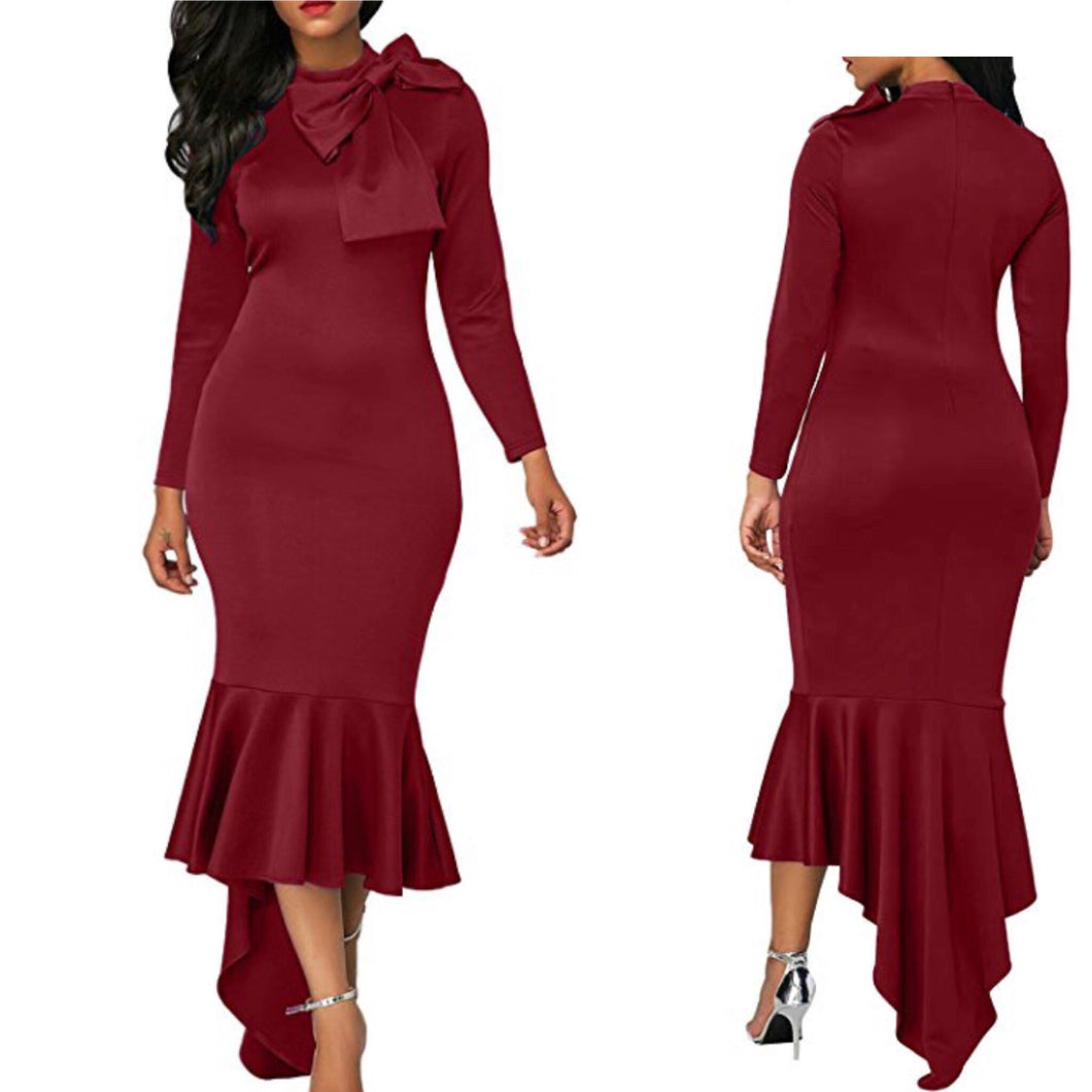 Highly Favored Long-Sleeve Fishtail Dress