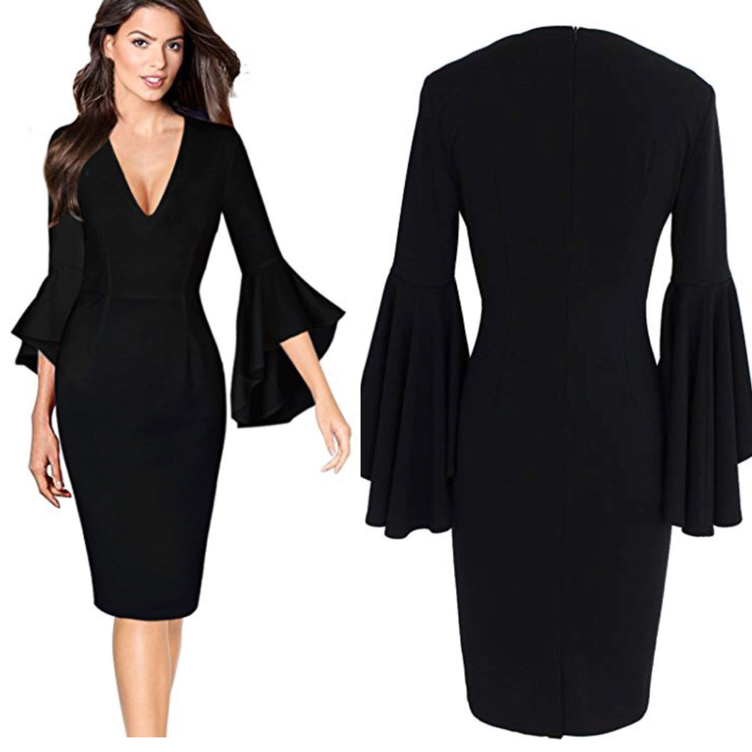 This Little Light of Mine Bell Sleeve Midi Dress  (Plus Size available)
