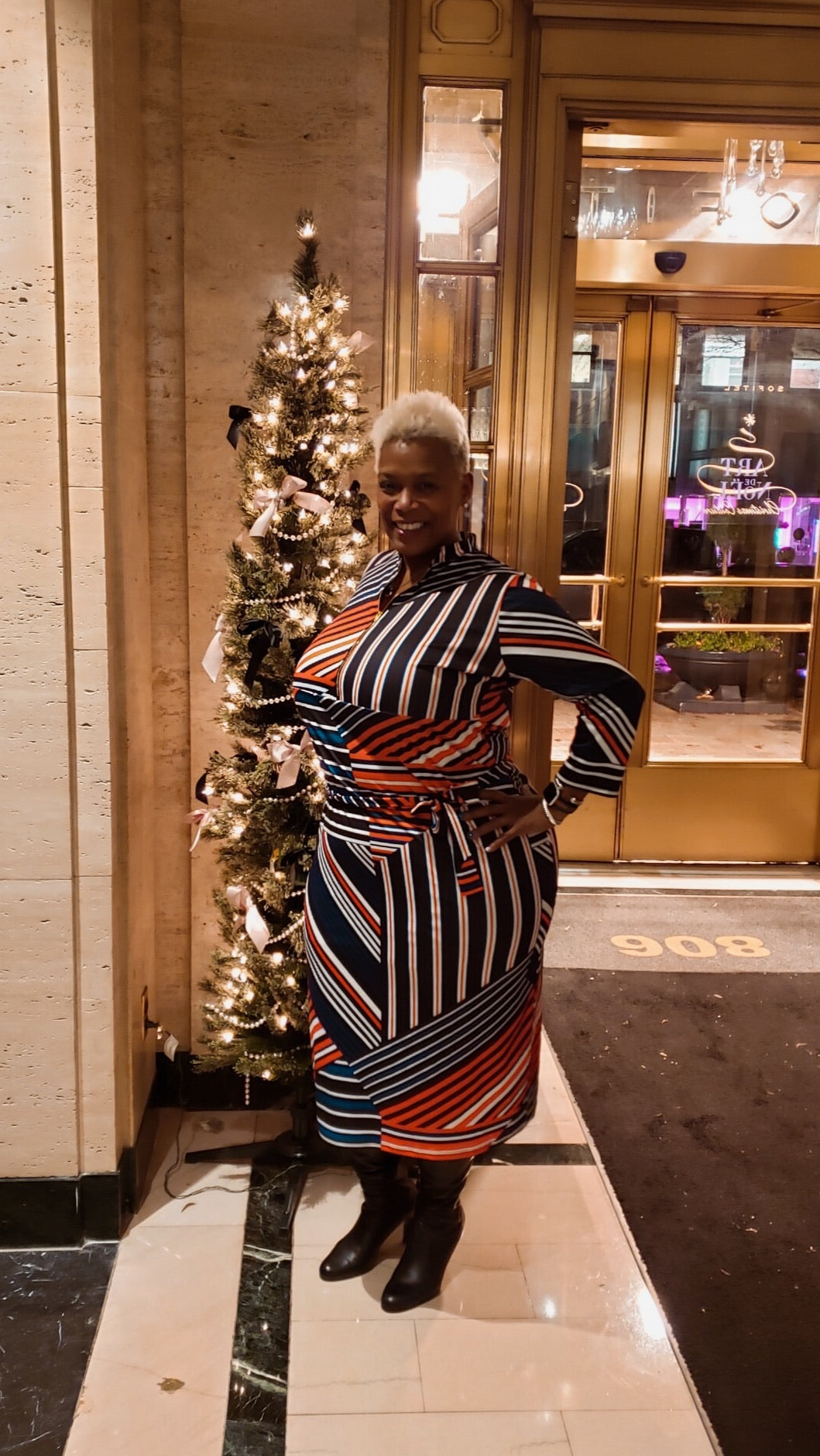 Candy Striped Bodycon Midi Dress (Plus Size Available)