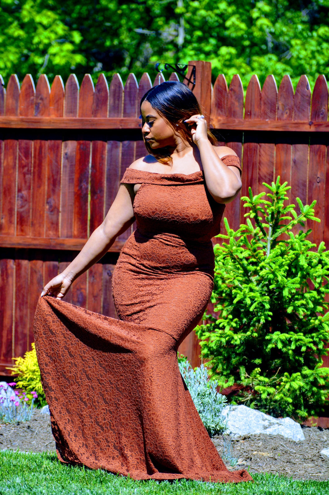 Chocolate Lace Mermaid Gown