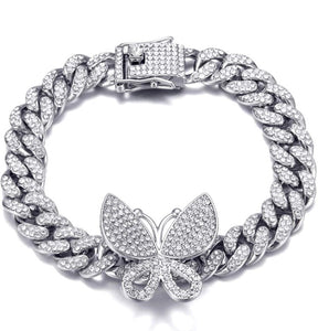 Cuban Rhinestone Butterfly Necklace - Anklet - Bracelet