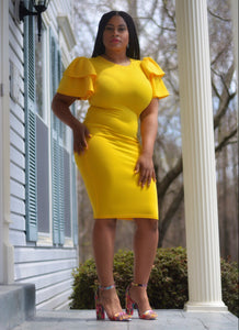 Spring Sunshine Puffy Sleeves Bodycon Dress