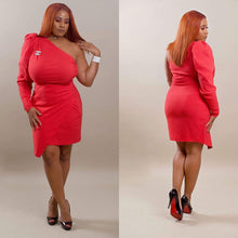 Load image into Gallery viewer, Queen of Hearts One Shoulder Mini Dress