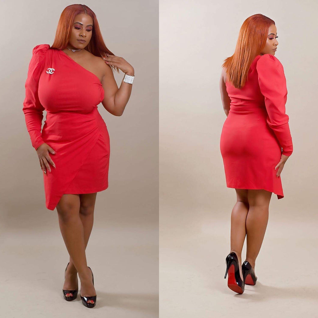 Queen of Hearts One Shoulder Mini Dress