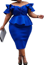 Load image into Gallery viewer, Fabulous &amp; Classy Peplum Midi Dress (Plus Size)