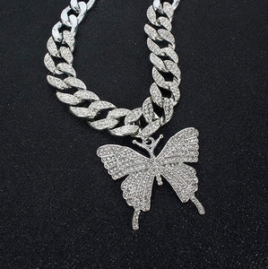 Cuban Rhinestone Butterfly Necklace - Anklet - Bracelet