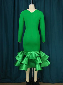 Kelly Green Ruffle Midi - Plus Size Available