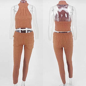 Knit Cable Halter Pant Set