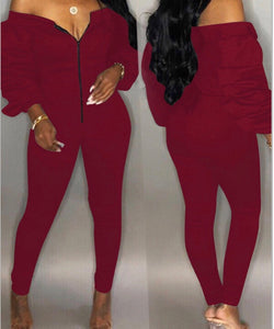burgundy long dleeve bardot off the shoulder jumpsuit 