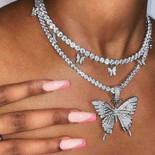 Load image into Gallery viewer, Butterfly Bling Charm Rhinestone Necklace and Choker Set