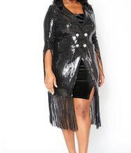 Load image into Gallery viewer, Sequin Tassled Long Jacket (Plus Size Only)
