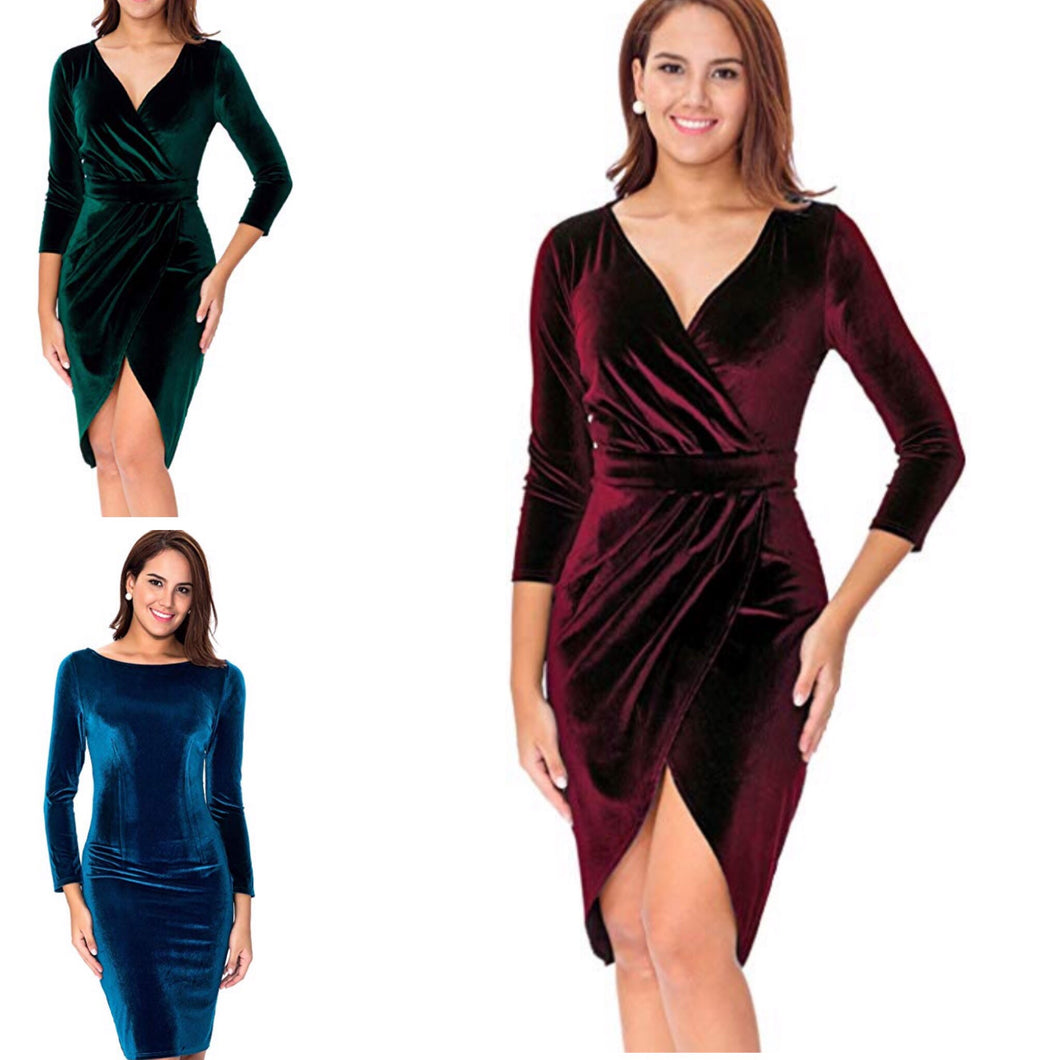 Hang on the Mistletoe Velvet Wrap Dress