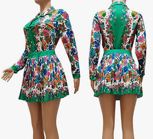 Green Garden Rose Skirt Set - Plus Size Available