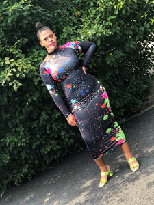 Graffiti Midi Bodycon (Plus Size Available)