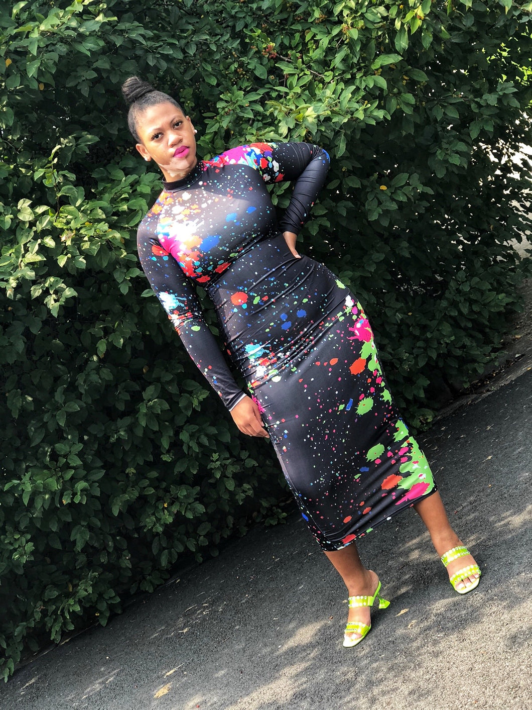 Graffiti Midi Bodycon (Plus Size Available)