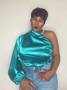 Kiss Me I'm Irish Silk One Sleeve Bodysuit (Plus Size Available)