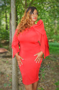 She is Passionate Petal Sleeve Midi Dress (Plus Size Available)