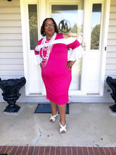 Load image into Gallery viewer, Color Block Cold Shoulder Dress (Plus Size 3X-6X)