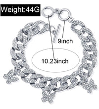 Load image into Gallery viewer, Cuban Rhinestone Butterfly Charm Anklet