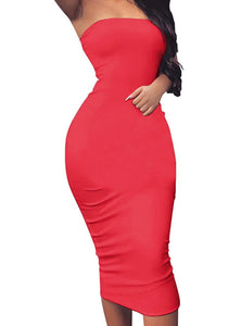 Cool Strapless Midi Dress (Plus Size Available)