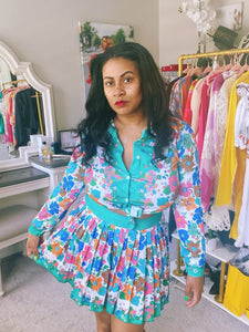 Green Garden Rose Skirt Set - Plus Size Available
