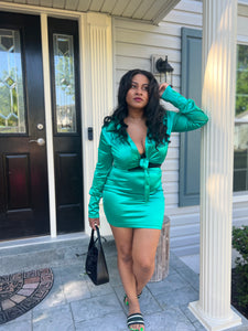 Green Silky Smooth Skirt Set