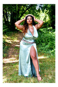 Queen of Spades Satin Halter Maxi (Plus Size Available)