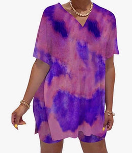 Tye Dye Batwing Short Set (Plus Size Available)
