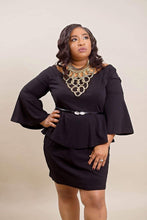 Load image into Gallery viewer, We Got Way Too Much in Common Bardot Bell Sleeve Peplum Mini