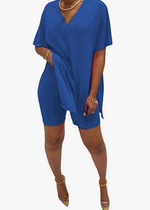 Solid Batwing Short Sets (Plus Size Available)
