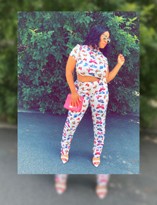 Butterfly 2pc Ruching Set - Plus Size Available