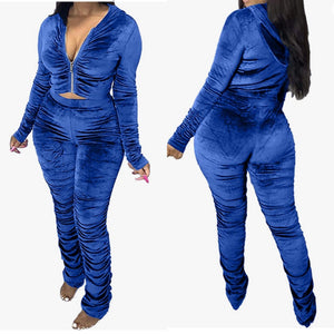 Velour Stacked 2pc Set (Plus Size Available)