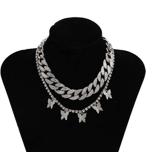 Cuban Butterfly Choker Necklace Set