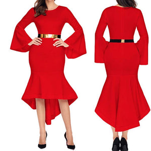 Royal Goddess High Low Bell Sleeve Dress