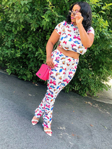 Butterfly 2pc Ruching Set - Plus Size Available
