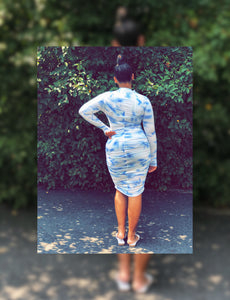 Cloudy Tye Dye Ruching Dress (Plus Size Available)