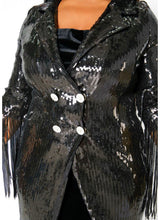 Load image into Gallery viewer, Sequin Tassled Long Jacket (Plus Size Only)