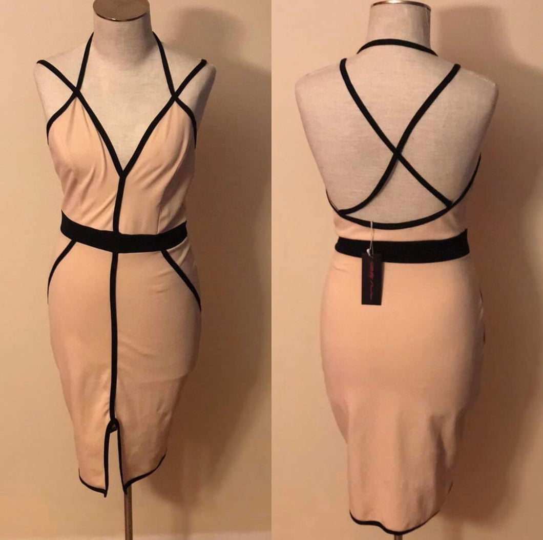 SLAY Consignment - Pink/Black Midi Dress