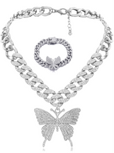 Load image into Gallery viewer, Cuban Rhinestone Butterfly Necklace - Anklet - Bracelet