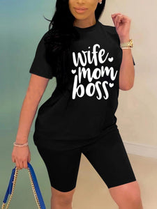 Wife Mom Boss Short Set (Plus Size Available) - Pre-Order