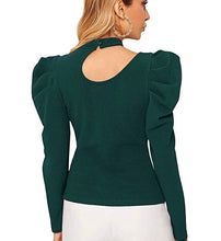 Load image into Gallery viewer, Puff Sleeve Keyhole Top (Plus Size Available)