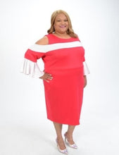 Load image into Gallery viewer, Color Block Cold Shoulder Dress (Plus Size 3X-6X)