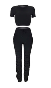 Athleisure 2pc Matching Ruching Set - Plus Size Available