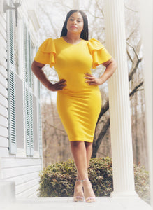 Spring Sunshine Puffy Sleeves Bodycon Dress