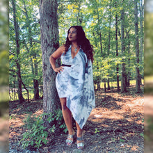 Load image into Gallery viewer, Tye Dye Formal Scuba Cape Sleeve Dress