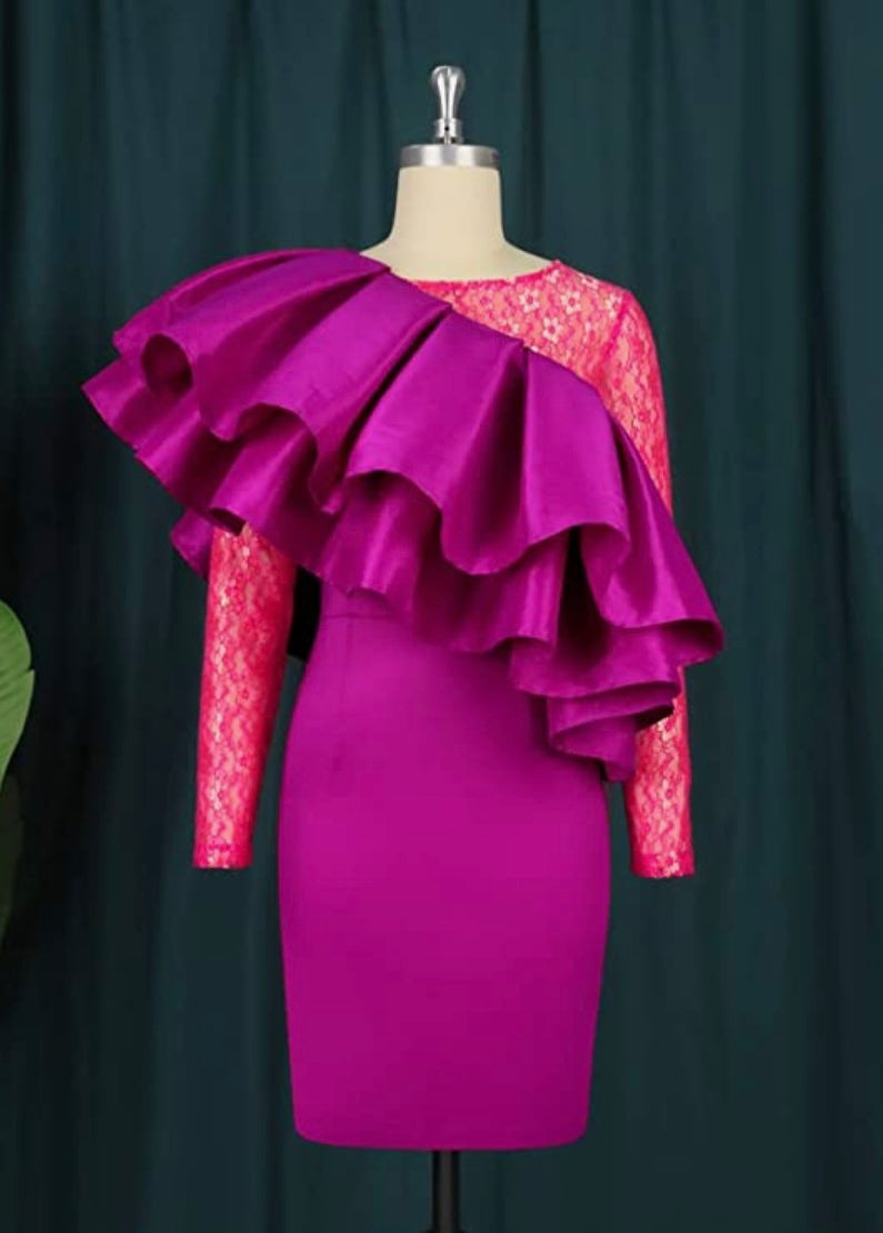 Pretty Pinky Ruffled Dress - Plus Size Available