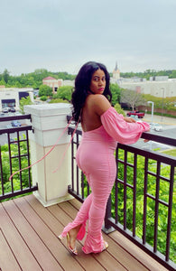 Pink Smoke Stacked Jumpsuit (Plus Size Available)