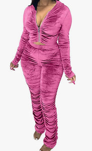 Velour Stacked 2pc Set (Plus Size Available)