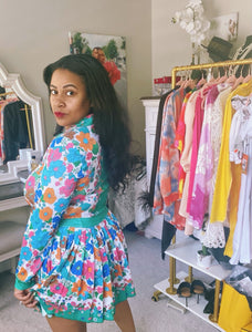 Green Garden Rose Skirt Set - Plus Size Available