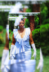 Queen of Diamonds Scuba Ruffle Midi (Plus Size Only)